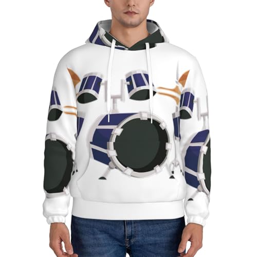 nanger Jazz Drum Print Men'S Casual Hooded Sweatshirt, Thin Fleece Long Sleeve Hoodie Pullover With Pocket2