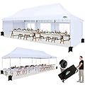 COBIZI 10x30 Pop Up Canopy Tent with 5 Removable Sidewalls, Easy Setup Canopy with Roller Bag & Sandbags?Waterproof and UPF50+ Gazebo Tent, Outdoor Gazebo for Party Wedding Events Tent(White.