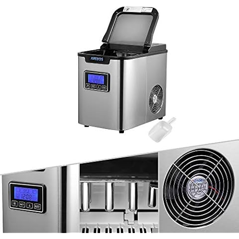 Arebos Máquina de cubitos de hielo con autolimpieza y pantalla LCD Cover