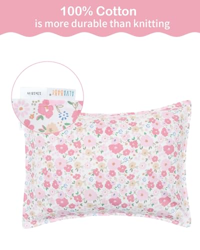 Image of ALVABABY Toddler Pillowcases 2 Pack Organic Cotton Fit 13 inchx 18 inch or 14 inchx19 inch Kids Pillow Cover Envelope for Girl Boy Travel Floral 2L-TPW38A