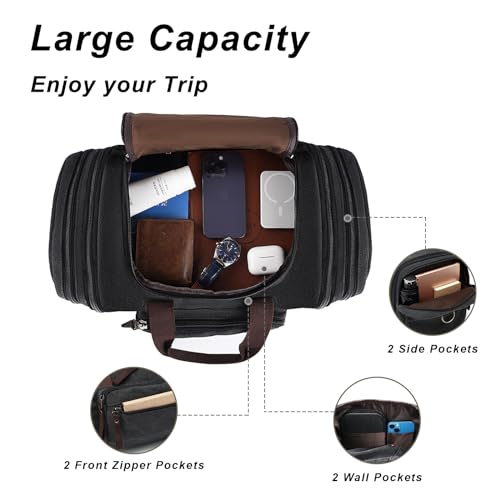 Felipe-Varela-Duffle-Bag-for-Men-Canvas-Expandable-Duffel-Bag-for-Travel-Mens-Carry-On-Luggage-Bag-Traveling-Weekender-Gym-Overnight-Bags-for-Airplanes-Black