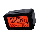OSNIYAW Reloj digital multifuncional con pantalla LCD grande, luz nocturna, calendario, visualización de temperatura y semana para decoración del hogar, reloj cercano iluminado