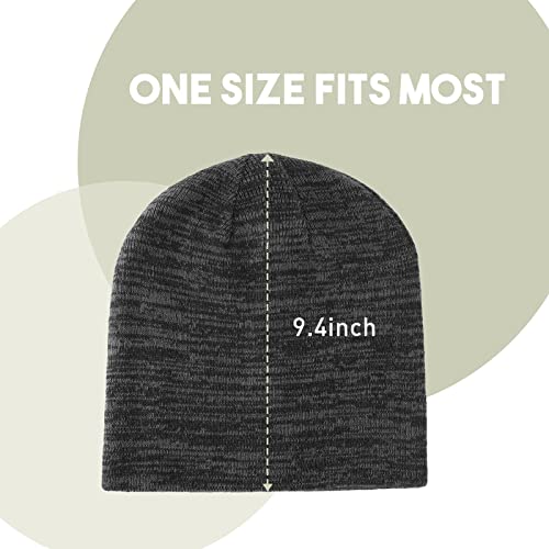 Vodiore Grey Beanies For Men Women Warm Slouchy Knitted Hat Soft Reversible Beanie Caps Grey #TOP2