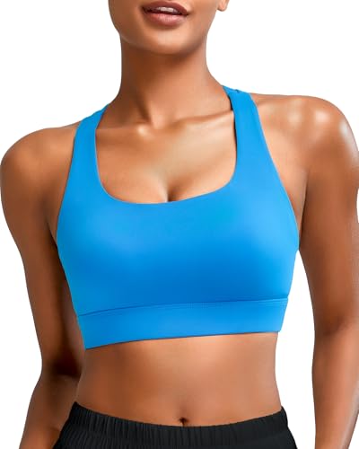 Image of RUNNING GIRL High Impact Sports Bras for Women - Scoop Neck Strappy Sports Bra High Support Moulded Cup Workout Bra