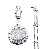 ZFHTJEKNCS Collar de Medalla católica para Mujeres, Cadenas religiosas de Acero Inoxidable y Plata