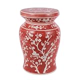 JONATHAN Y Cherry Blossom Ceramic Garden Stool 17.75' Chinoiserie Floral Drum...
