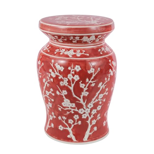 Jonathan Y TBL1017B Cherry Blossom Ceramic Stool