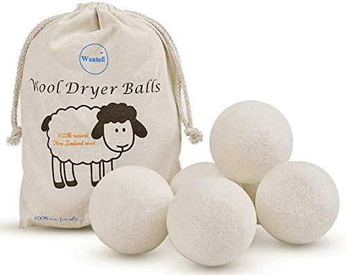 Wool Dryer Balls 6-Pack XL Laundry Dryer Balls Reusable Natural Fabric Softener New Zealand Organic Wool Handmade Reduce Wrinkles & Shorten Drying Time by WANTELL (White, XL)