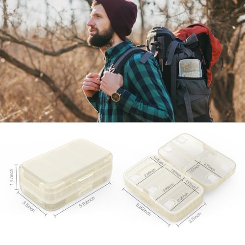 Image of FYY Weekly Pill Organizer with Labels,8 Compartments Travel Daily Pill Case Airtight Moistureproof Large Pill Box to Hold Vitamins, Fish Oil, Supplements,Cotton Swab and Bandages-Beige