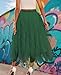 THHGPO Tulle Skirts for Women A Line Fairy Tiered Skirt Midi Length High Elastic Waist Long Skirt Dark Green S