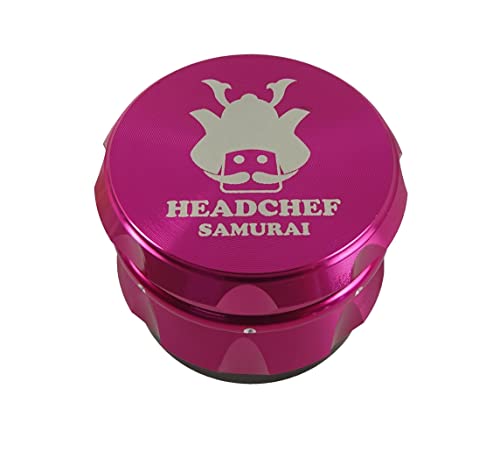 Headchef Samurai Metal Herb Grinder with Sifter Scraper - 4 Piece Grinder, 55mm (Pink)