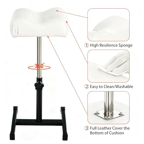 Image of Pedicure Manicure Footrest & Pedicure Stand, Manicure Nail Care Tool, Height Adjustable with Soft Cushion, Non-Slip for Salon, Spa, Home Use, White