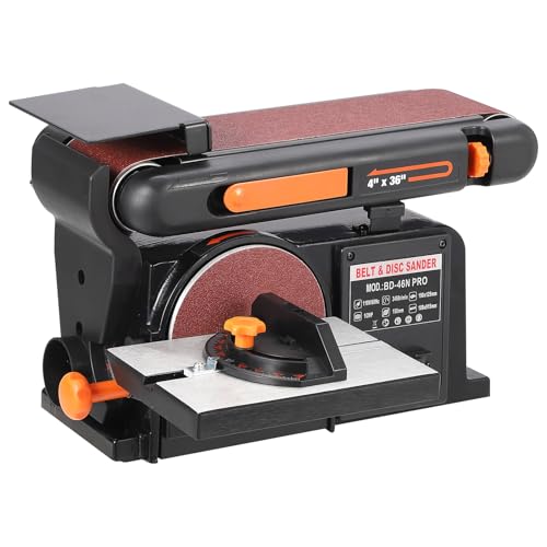 GarveeTech Benchtop Belt and Disc Sander - 1/2HP Motor, 4" x 36" Belt, 6" Disc, Sturdy Base, 1/2HP Motor, Powerful Woodworking Sander With Benchtop Mount,Cast Iron Base