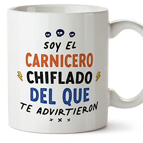 MUGFFINS Tazas para CARNICERO hombre - En Español - Todos te advirtieron - 11 oz / 330 ml - Regalo original y divertido