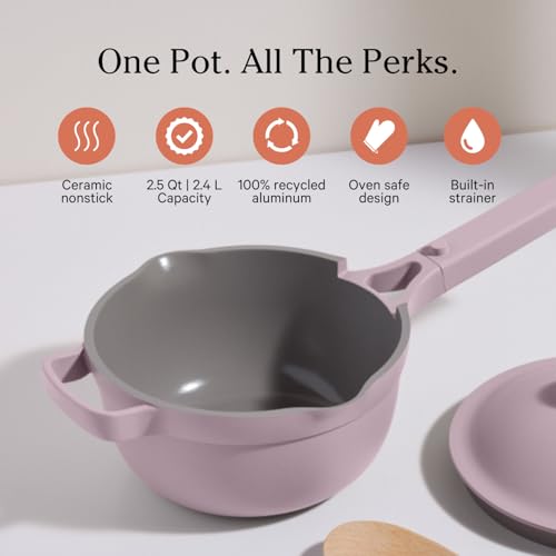 Our-Place-Perfect-Pot-Mini-25Qt-Nonstick-Ceramic-Sauce-Pan-with-Lid-Versatile-Cookware-for-Stovetop-and-Oven-Steam-Bake-Braise-Roast-PTFE-PFOA-Free-Toxin-Free-Easy-to-Clean-Lavender Our Place Perfect Pot Mini 25Qt Nonstick Ceramic Sauce Pan with Lid Versatile Cookware for Stovetop and Oven Steam Bake Braise Roast PTFE PFOA Free Toxin Free Easy to Clean Lavender