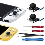Mcbazel Switch 有機EL（Switch OLED）/Switch/Switch Lite用の3Dアナログジョイスティック 2枚入り スイッチライト スティック交換修理部品 修理ツールキット付き-ブラック