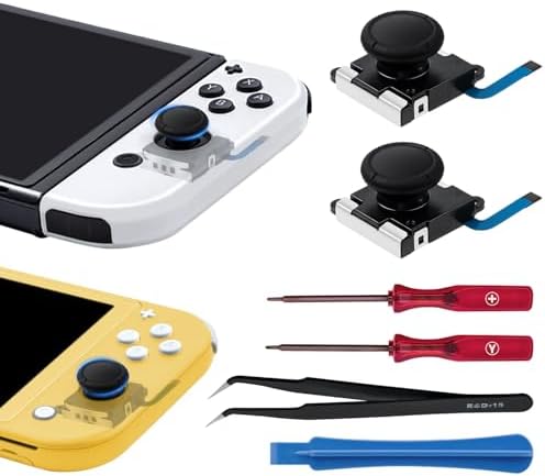 （02:30時点） Mcbazel Switch 有機EL（Switch OLED）/Switch/Switch Lite用の3Dアナログジョイスティック 2枚入り スイッチライト スティック交換修理部品 修理ツールキット付き-ブラック