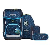 ergobag Cubo Light TiefseetauchBär LUMI Edition Schulranzen Set 5tlg. Verschiedene Kletties (Fußball)
