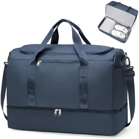 SEAFEW Groß Reisetasche Damen Handgepäck Tasche Sporttasche 50L | Weekender Duffle Bag leicht wasserdicht mit Schuhfach Fitnesstasche für Reise und Gym, Kliniktasche für Geburt,Dun