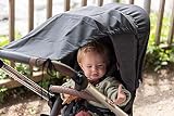 Zamboo Universal Sonnensegel DELUXE mit UV Schutz 50+ für Kinderwagen Babywanne - reißfester Baby Sonnenschutz mit Beschichtung und Rollo-Funktion - Melange Grau