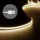 5V LED Strip 4.9ft-480LEDs USB LED Strip Lights 3000K 1200lm Warm White LED Strip Lights CRI85+,...