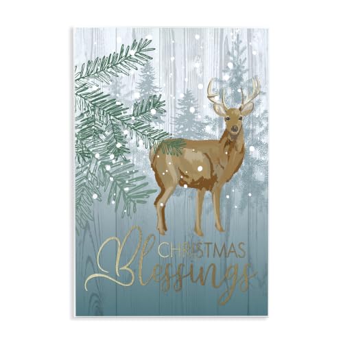 Christmas Deer Fir Holiday, 13 x 19 Inch Mounted Print on Wall Plaque