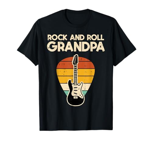 Rock Roll Grandpa Guitar Retro Rocker Papaw Grandfather Men T-Shirt