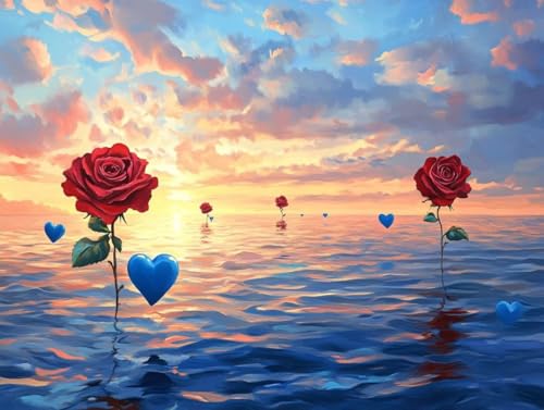 Peinture numero adulte motif plage et roses pour surmonter le stress quotidien