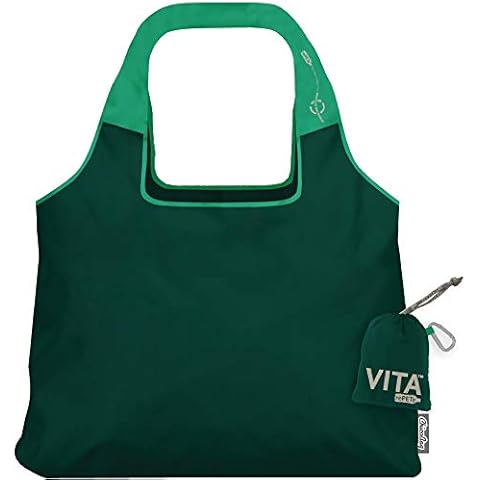 ChicoBag® VITA rePETeTM Shoulder Tote Reusable Bag with Pouch from 100% post consumer recycled PET, Zen Green Cover