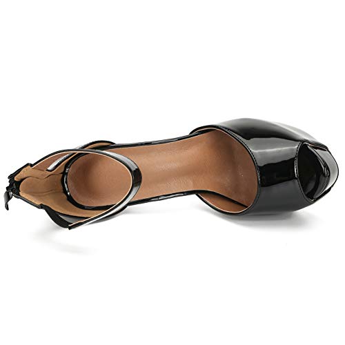 Image of MAIERNISI JESSI Women's Platform High Heel Sandals, Ankle Strap, Peep Toe, Stiletto Heels, Zip