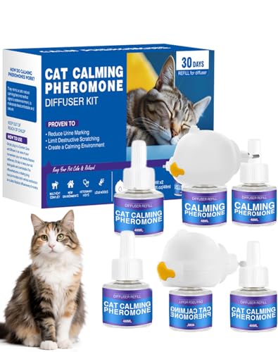 Petwellness Diffuseur Chat, Petwellness Diffuseur Chat Pour Arrêter De Faire Pipi Partout 6 En 1, Pet Wellness Diffuseur Pheromones Chat, Soulage Le Stress Anxieux,Réduit Les Bagarres (6 Bouteilles)