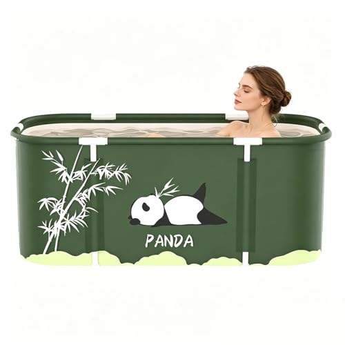 Spalivivre Bañera plegable 115 x 60 x 50 cm, bañera móvil para ducha, bañera plegable portátil extraíble para baño caliente y baño de hielo, para adultos