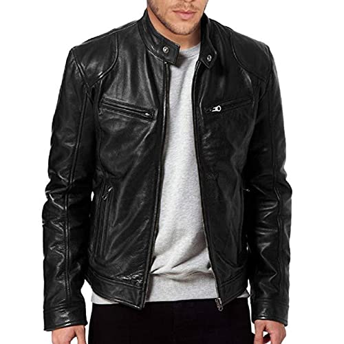 Blouson moto homme en cuir ajusté DGKaxiyaHM
