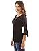 PattyBoutik Women Henley Lace Inset 3/4 Bell Sleeve Blouse (Black Large)