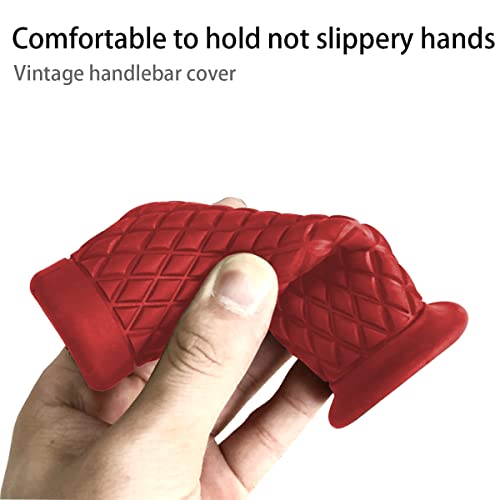 Image of Motorcycle Hand Grips, Non Slip Rubber Bar for 7 /8 inch 22mm /24mm Handles, Vintage Motorbike Thruster Grip, Handlebar for Hand Comfort, Universal for Motocross Scooter Dirt Bike, Open End (Wine Red)