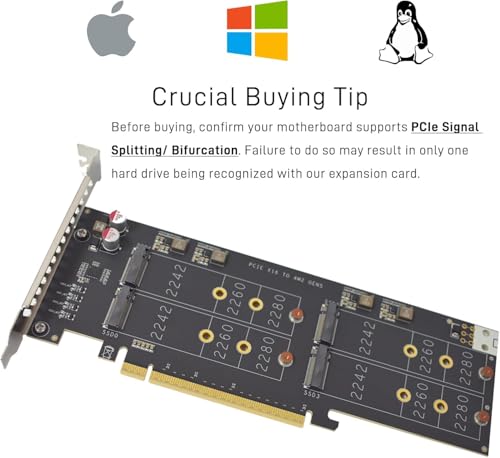 Adaptador PCIe M2 5.0 x16 para 4 SSD tarjetas de expansion RAID 4