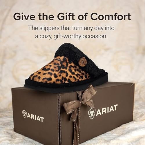 Image of ARIAT Women's Jackie Square Toe Warm Soft Genuine Suede Leather Indoor Outdoor Slippers with Plush Collar