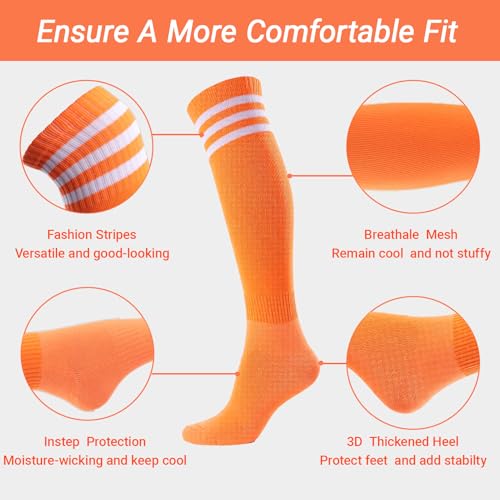 CUBACO Soccer Socks for Women Men Teens, 4 Pairs Cotton Thigh High Long Socks Suitable for Softball Baseball Football Sock4