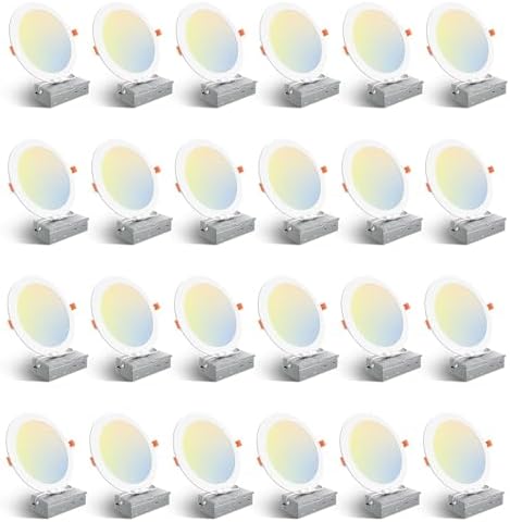 Amico 24 Pack 8 Inch LED Recessed Light with Junction Box, 5CCT, 1500LM