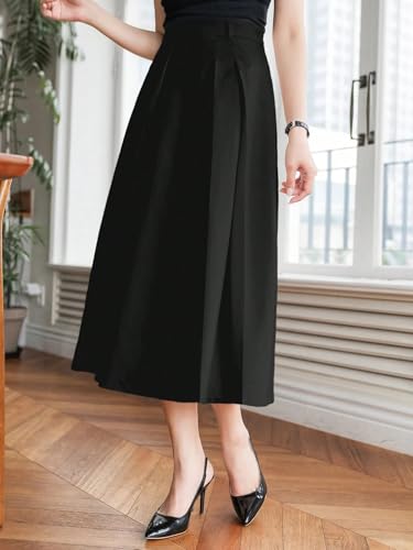 Trend Women's Summer Basic Skirt Elegant Solid Color Pleated A-Line Skirt For Beach3