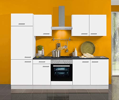 idealShopping Küchenblock Oslo 270 cm mit Einbauspüle ohne Elektrogeräte in weiß matt