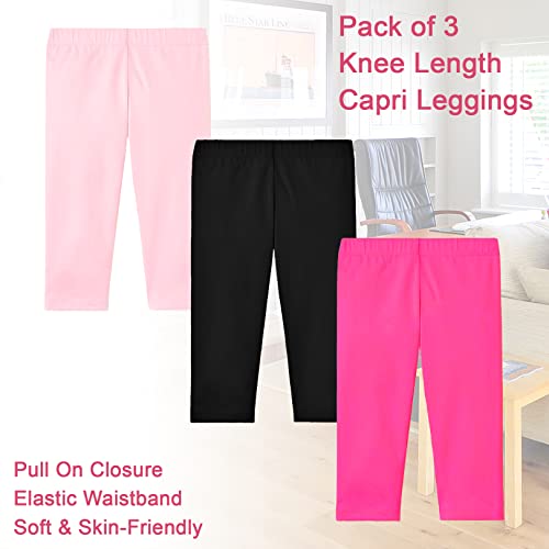 Knee Length Capri Leggings for Girls & Toddlers - 3/4 Girls' Cropped Leggings Pack of 34