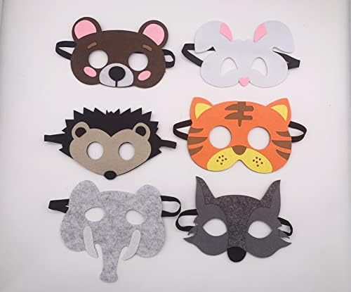 TOPWAYS® Felt Animals Masks for Kids, Jungle Zoo Farmhouse Theme Birthday Party Halloween Dress-Up Masks for Kids 14PCS