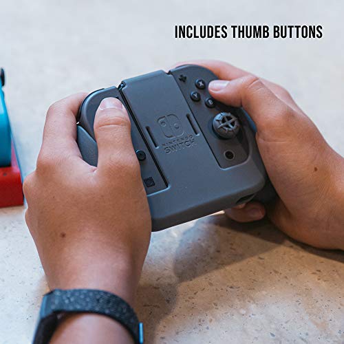 Officially Licensed Nintendo Switch Joy-Con Action Pack Grip and Thumb Buttons – Grey Textured Silic
