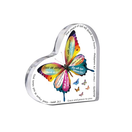 Butterfly Acrylic Heart Bible Verse Sign