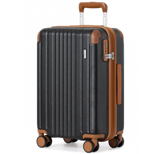 Image of Coolife Luggage, Lightweight and Durable Hardshell, 20 in, Apricot Black
