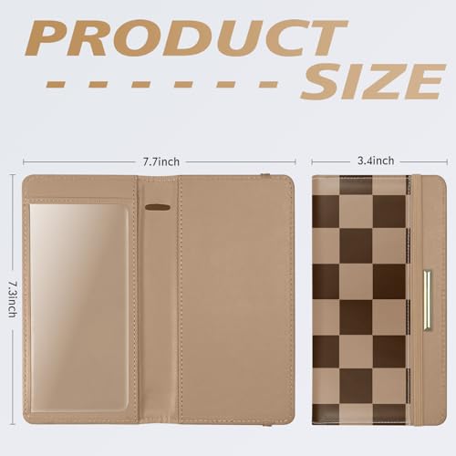 Image of Printed Checkbook Cover, RFID Blocking Checkbook, Stylish, Lightweight, Slim Durable, Multi-Functional Checkbook Holder for Personal and Business Checks (Plaid-Brown)
