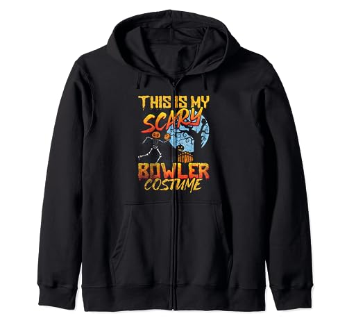 Funny This Is My Scary Bowler Bowling Halloween Costume Zip Hoodie