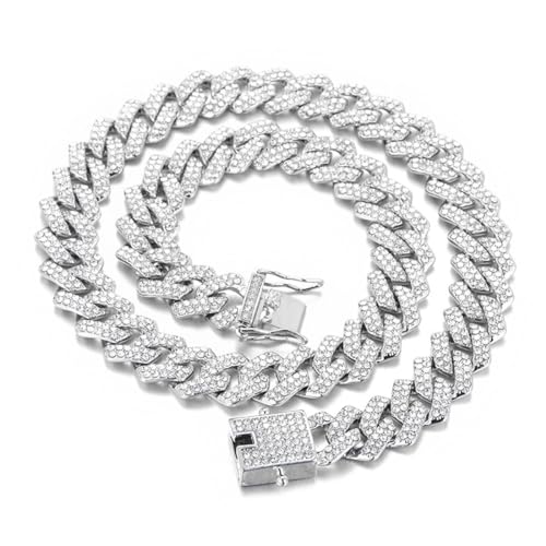 ZXUSHE Collares para hombre,Cadena cubana de rap hip hop, regalo de joyería para hombre 50CM