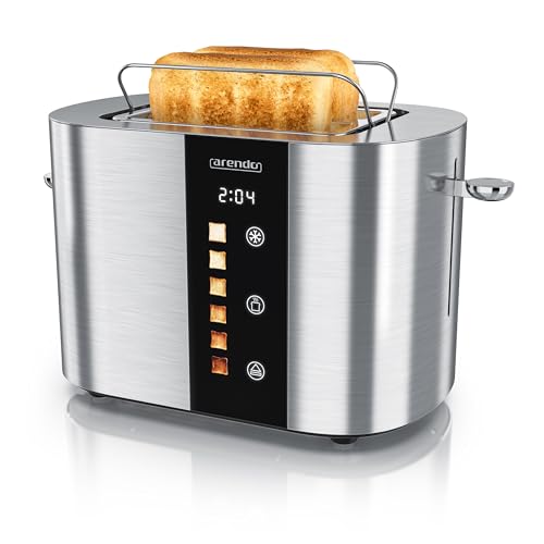 Tostapane a 2 Fessure per 2 Fette, 800 W, Visualizzazione a colori dei livelli di doratura, Display con indicazione del tempo rimanente, Tasti touch, Scaldapasta Viennese, 6 Livelli di Doratura